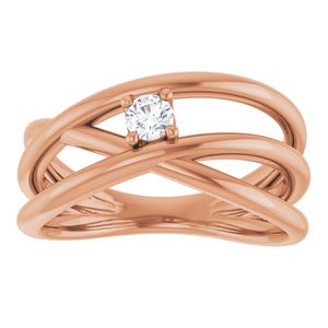 14K Rose Gold 1/8 CT Natural Diamond Negative Space Ring