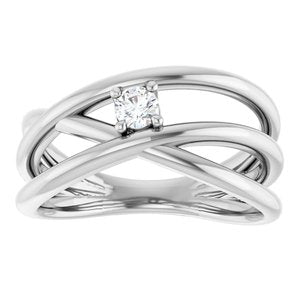 14K White Gold 1/8 CT Natural Diamond Negative Space Ring