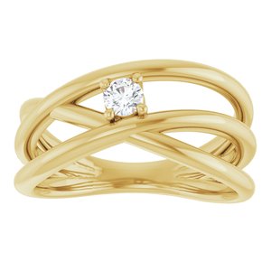 14K Yellow Gold 1/8 CT Natural Diamond Negative Space Ring