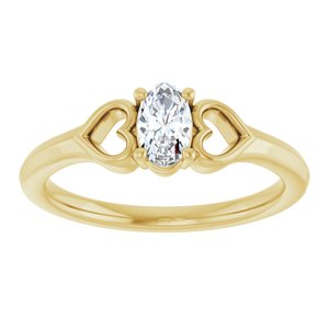 14K Yellow Gold 1/4 CT Natural Diamond Youth Heart Ring