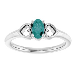 Sterling Silver Lab-Grown Alexandrite Youth Heart Ring