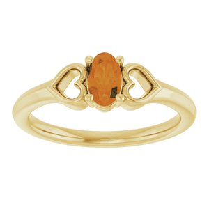 14K Yellow Gold Natural Citrine Youth Heart Ring