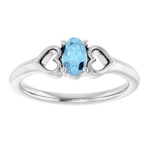 Platinum Natural Aquamarine Youth Heart Ring