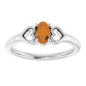 Platinum Natural Citrine Youth Heart Ring