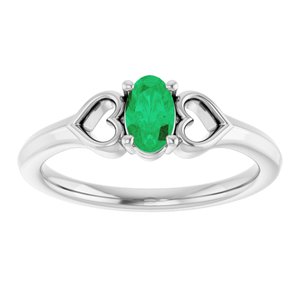 Platinum Lab-Grown Emerald Youth Heart Ring
