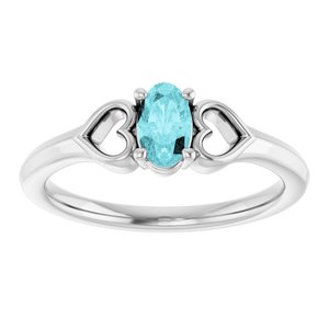 Platinum Natural Blue Zircon Youth Heart Ring
