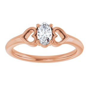 14K Rose Gold Natural White Sapphire Youth Heart Ring