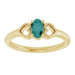14K Yellow Gold Lab-Grown Alexandrite Youth Heart Ring