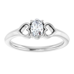 Platinum 1/4 CT Natural Diamond Youth Heart Ring