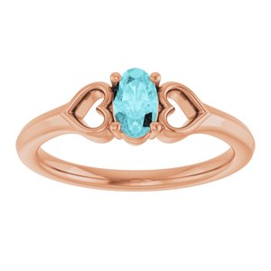 14K Rose Gold Natural Blue Zircon Youth Heart Ring