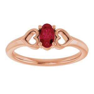 14K Rose Gold Natural Ruby Youth Heart Ring