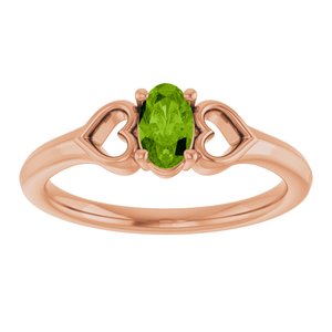 14K Rose Gold Natural Peridot Youth Heart Ring