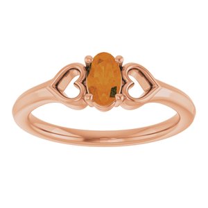 14K Rose Gold Natural Citrine Youth Heart Ring