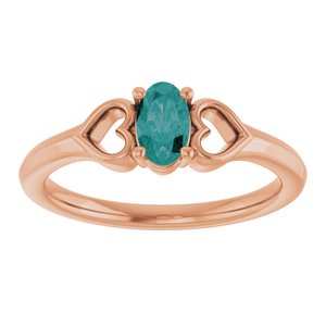 14K Rose Gold Lab-Grown Alexandrite Youth Heart Ring