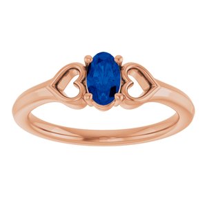 14K Rose Gold Lab-Grown Blue Sapphire Youth Heart Ring