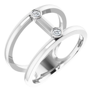 Sterling Silver .06 CTW Natural Diamond Two-Stone Negative Space Ring