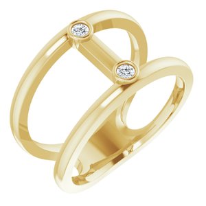 14K Yellow Gold .06 CTW Natural Diamond Two-Stone Negative Space Ring