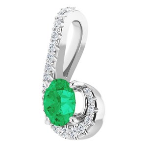 Platinum Natural Emerald & 1/6 CTW Natural Diamond Pendant