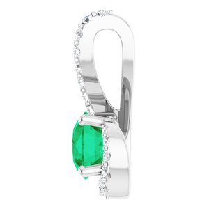 Platinum Natural Emerald & 1/6 CTW Natural Diamond Pendant