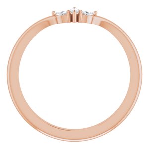 14K Rose Gold 1/8 CTW Natural Diamond Three-Stone V Ring