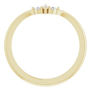 14K Yellow Gold 1/8 CTW Natural Diamond Three-Stone V Ring