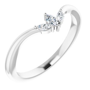 Sterling Silver 1/8 CTW Natural Diamond Three-Stone V Ring