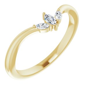 14K Yellow Gold 1/8 CTW Natural Diamond Three-Stone V Ring