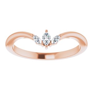 14K Rose Gold 1/8 CTW Natural Diamond Three-Stone V Ring