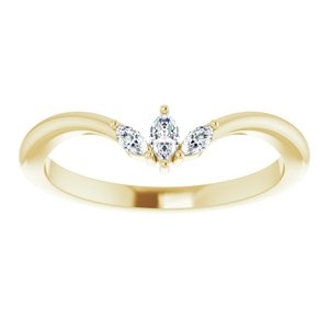 14K Yellow Gold 1/8 CTW Natural Diamond Three-Stone V Ring