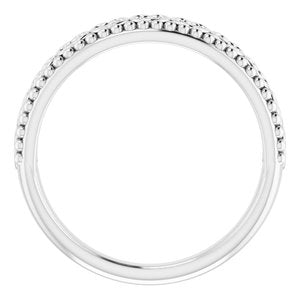 14K White Gold .04 CTW Natural Diamond Stackable Beaded Heart Ring