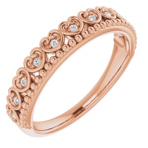 14K Rose Gold .04 CTW Natural Diamond Stackable Beaded Heart Ring