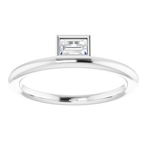 14K White Gold 1/6 CT Natural Diamond Stackable Ring