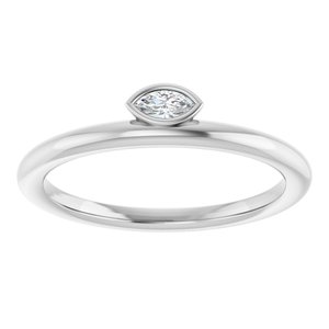 14K White Gold .07 CT Natural Diamond Stackable Ring