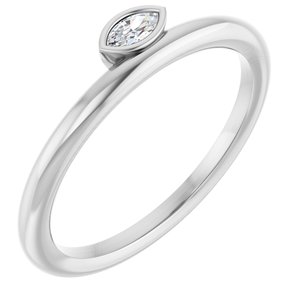 14K White Gold .07 CT Natural Diamond Stackable Ring