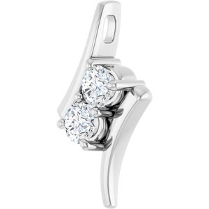 14K White Gold 1/2 CTW Lab-Grown Diamond Two-Stone Pendant