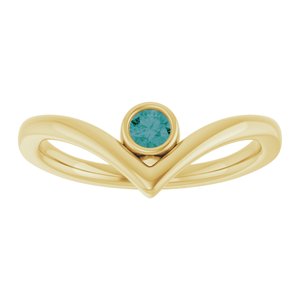 14K Yellow Gold Lab-Grown Alexandrite Bezel-Set V Ring