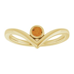 14K Yellow Gold Natural Citrine Bezel-Set V Ring
