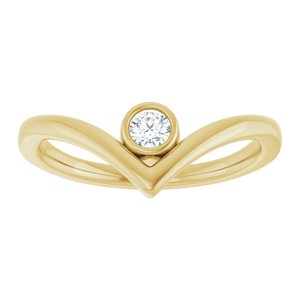 14K Yellow Gold 1/10 CTW Natural Diamond Bezel-Set V Ring