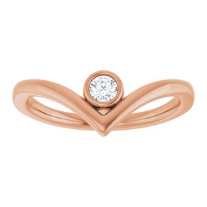 14K Rose Gold 1/10 CTW Natural Diamond Bezel-Set V Ring
