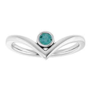 14K White Gold Lab-Grown Alexandrite Bezel-Set V Ring