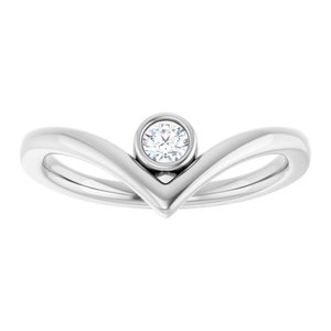 Platinum 1/10 CTW Natural Diamond Bezel-Set V Ring