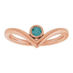 14K Rose Gold Lab-Grown Alexandrite Bezel-Set V Ring