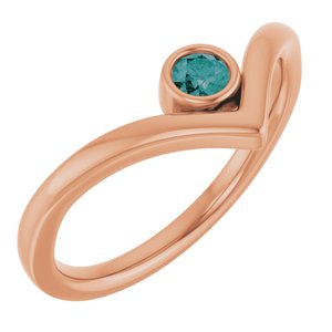 14K Rose Gold Lab-Grown Alexandrite Bezel-Set V Ring