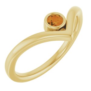14K Yellow Gold Natural Citrine Bezel-Set V Ring