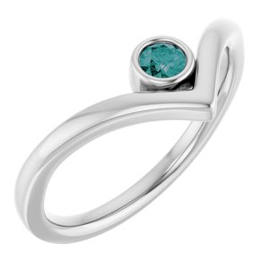 Platinum Lab-Grown Alexandrite Bezel-Set V Ring