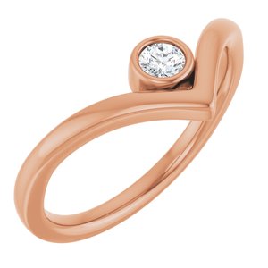 14K Rose Gold 1/10 CTW Natural Diamond Bezel-Set V Ring