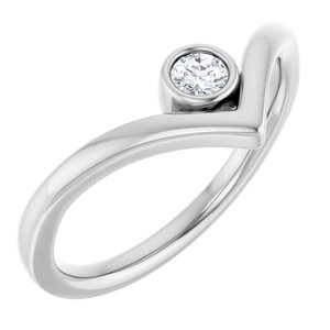 Platinum 1/10 CTW Natural Diamond Bezel-Set V Ring
