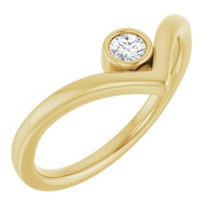 14K Yellow Gold 1/10 CTW Natural Diamond Bezel-Set V Ring