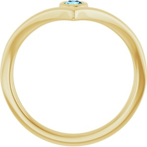 14K Yellow Gold Natural Aquamarine Bezel-Set V Ring