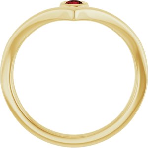 14K Yellow Gold Natural Mozambique Garnet Bezel-Set V Ring